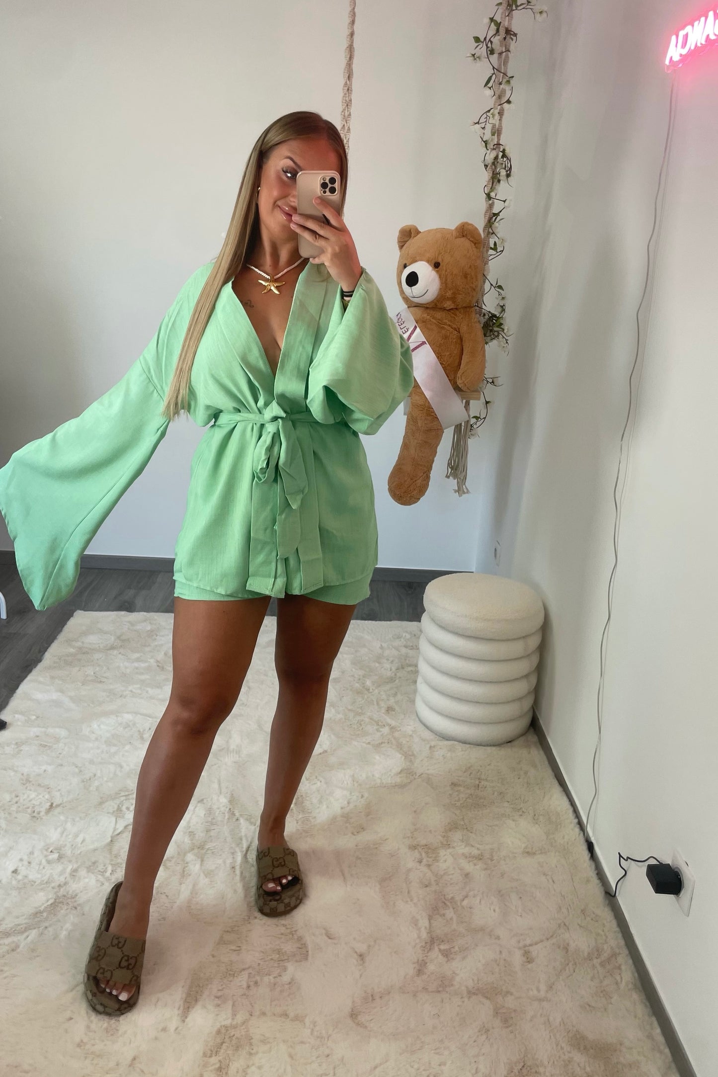 ENSEMBLE KIMONO VERT PÂLE